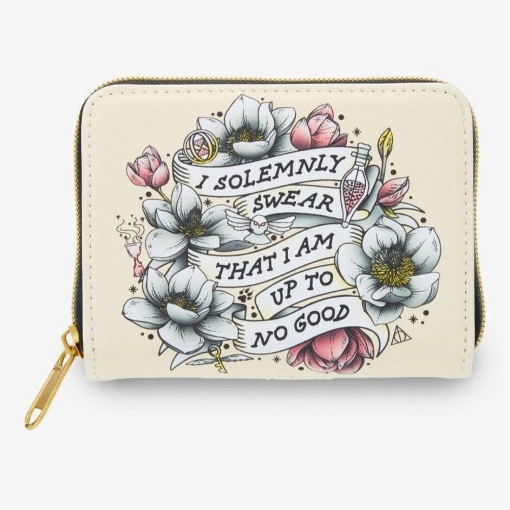 Loungefly Harry Potter Marauders Map Wallet Floral Zip Around New Without Tag